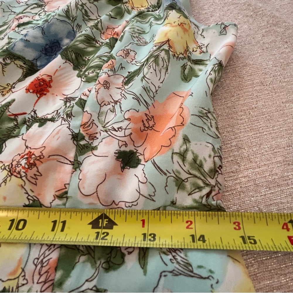 Floral Mini Dress Fit & Flare Sweet Feminine Sleeveless V Back Garden Print M - Picture 10 of 11